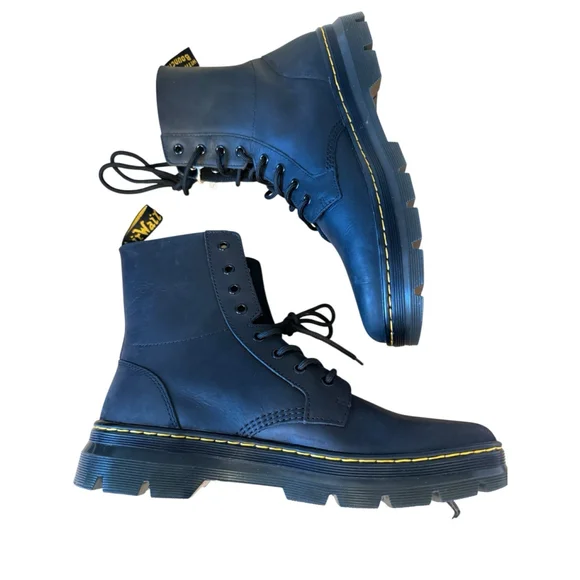 Dr. Doc Martens Combs Black Leather Combat Grunge Boots Size Mens 13 EU 47 NWOB - Picture 6 of 11